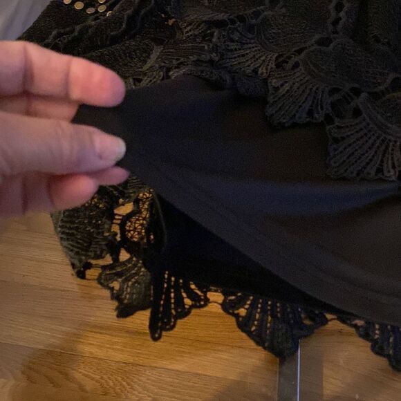 Maeve by Anthropology black lace blouse with bronze studs throughout - Picture 11 of 16